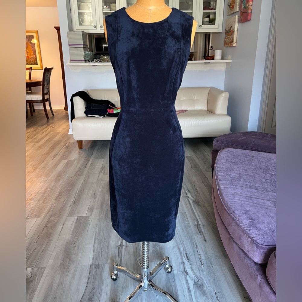 Calvin Klein Navy Faux Suede dress. Size 10